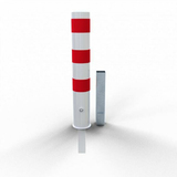 Afzetpaal rond 152 uitneembaar Wit met Rood met Driekantslot