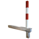 Afzetpaal verzinkbaar 70x70mm met bodemkuip en driekantsslot Rood/wit